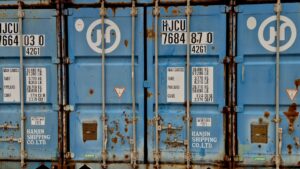 Container maritime habillé de bardage bois dans un jardin